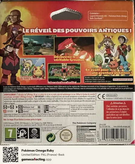 Pokémon Omega Ruby Nintendo 3DS, France box back