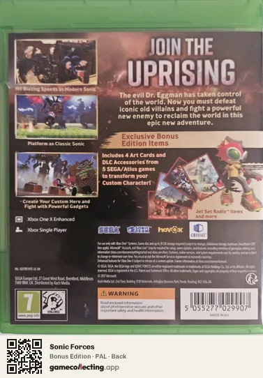 Sonic Forces Xbox One, PAL box back