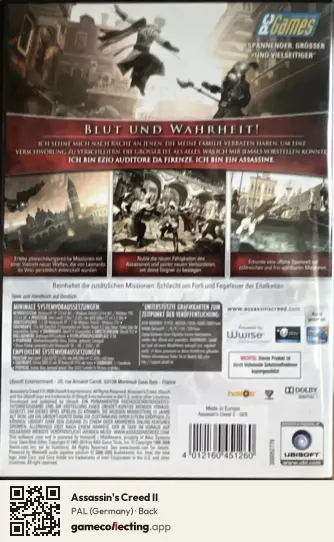 Assassin's Creed II Computer, Germany box back