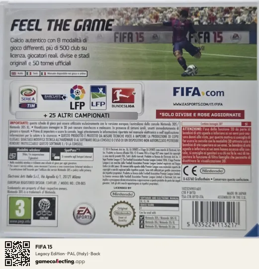 FIFA 15 Nintendo 3DS, Italy box back