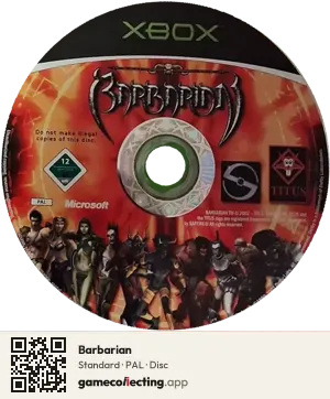 Barbarian Xbox, PAL disc