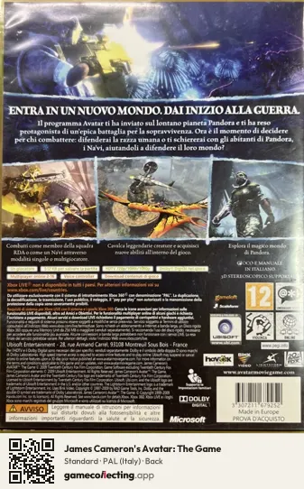 James Cameron's Avatar: The Game Xbox 360, Italy box back