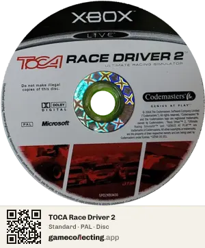 TOCA Race Driver 2 Xbox, PAL disc