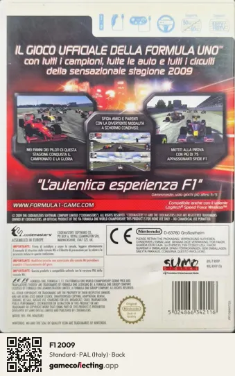 F1 2009 Nintendo Wii, Italy box back