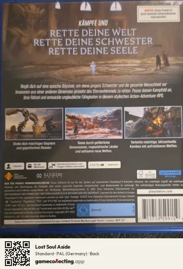 Lost Soul Aside PlayStation 5, Germany box back