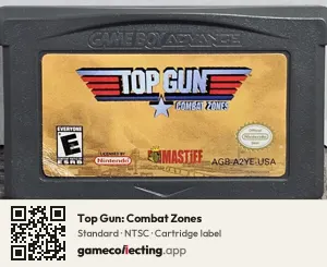 Top Gun: Combat Zones Game Boy Advance, NTSC cartridge label