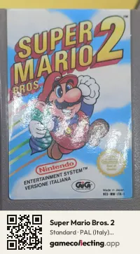 Super Mario Bros. 2 Nintendo Entertainment System, PAL cartridge label