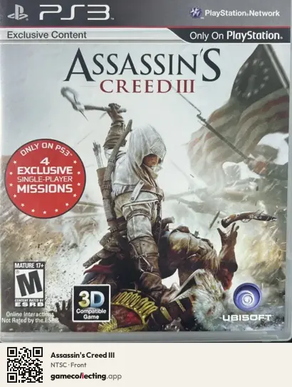 Assassin's Creed III PlayStation 3, NTSC box front