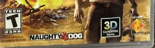 Uncharted 3: Drake's Deception, the ESRB box on its front