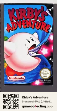 Kirby's Adventure Nintendo Entertainment System, PAL cartridge label