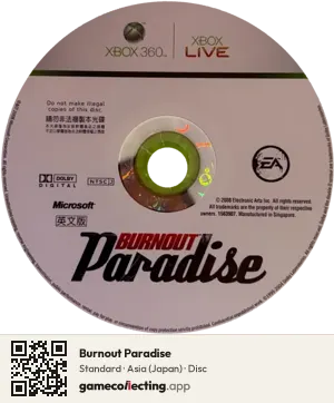 Burnout Paradise Xbox 360, Asia disc