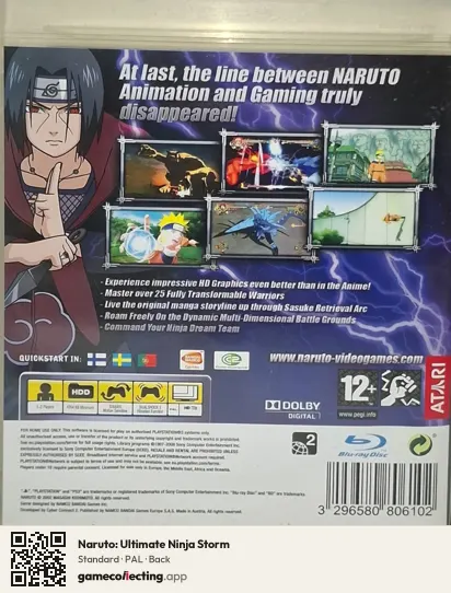 Naruto: Ultimate Ninja Storm PlayStation 3, PAL box back