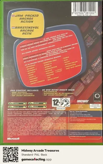 Midway Arcade Treasures Xbox, PAL box back