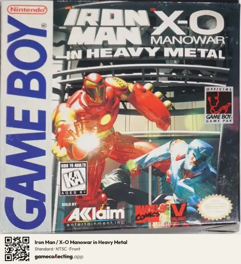 Iron Man / X-O Manowar in Heavy Metal Game Boy, NTSC box front
