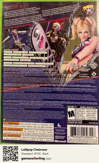 Lollipop Chainsaw Xbox 360, NTSC box back