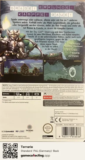 Terraria Nintendo Switch, Germany box back