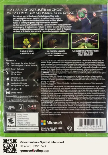 Ghostbusters: Spirits Unleashed Xbox Series X, NTSC box back