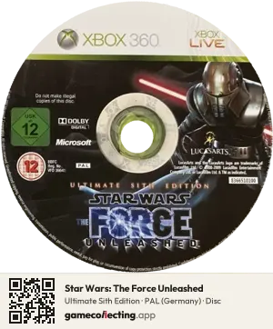 Star Wars: The Force Unleashed Xbox 360, PAL disc