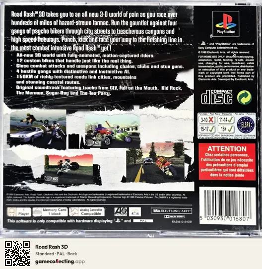 Road Rash 3D PlayStation, PAL box back