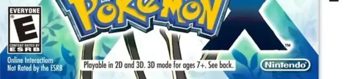 Pokémon X, the ESRB box on its front