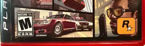 Grand Theft Auto IV, the ESRB box on its front