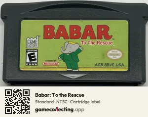 Babar: To the Rescue Game Boy Advance, NTSC cartridge label