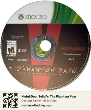 Metal Gear Solid V: The Phantom Pain Xbox 360, NTSC disc