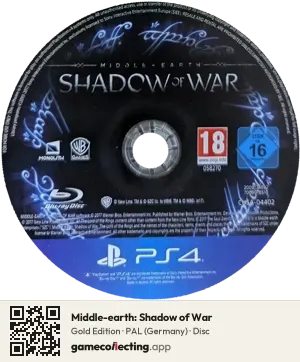Middle-earth: Shadow of War PlayStation 4, PAL disc