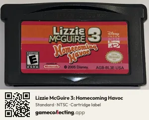 Lizzie McGuire 3: Homecoming Havoc Game Boy Advance, NTSC cartridge label