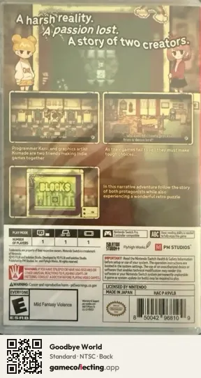 Goodbye World Nintendo Switch, NTSC box back