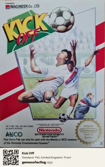 Kick Off Nintendo Entertainment System, United Kingdom box front