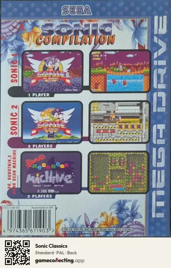Sonic Classics Sega Mega Drive / Genesis, PAL box back