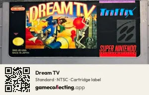 Dream TV Super Nintendo Entertainment System, NTSC cartridge label