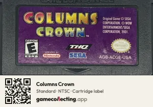 Columns Crown Game Boy Advance, NTSC cartridge label