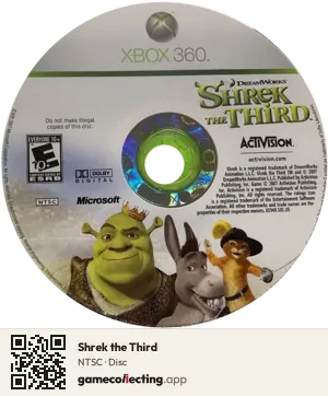 Shrek the Third Xbox 360, NTSC disc