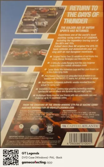 GT Legends Computer, PAL box back