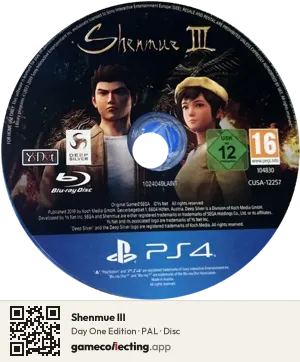 Shenmue III PlayStation 4, PAL disc