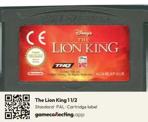 The Lion King 1 1/2 Game Boy Advance, PAL cartridge label