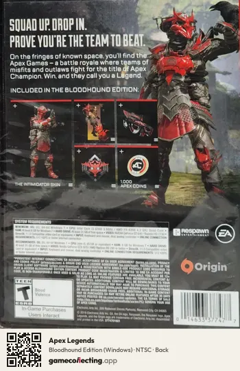 Apex Legends Computer, NTSC box back
