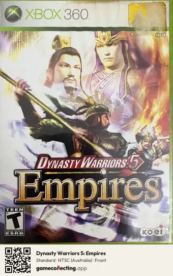 Dynasty Warriors 5: Empires Xbox 360, Australia box front