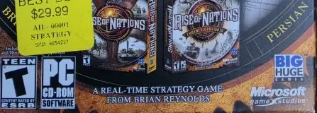Rise of Nations, the ESRB box on its front