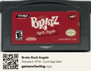 Bratz: Rock Angelz Game Boy Advance, NTSC cartridge label