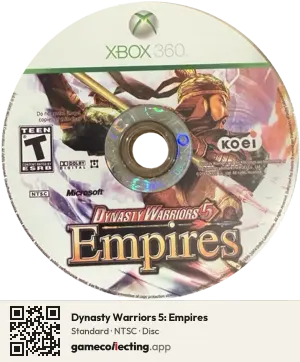 Dynasty Warriors 5: Empires Xbox 360, NTSC disc