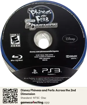 Disney Phineas and Ferb: Across the 2nd Dimension PlayStation 3, NTSC disc