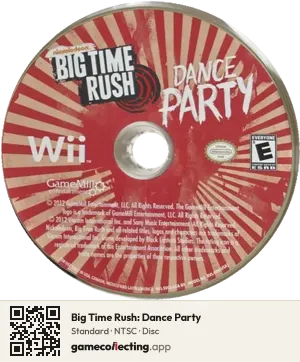 Big Time Rush: Dance Party Nintendo Wii, NTSC disc