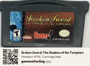 Broken Sword: The Shadow of the Templars Game Boy Advance, NTSC cartridge label