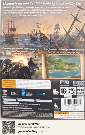 Empire: Total War Computer, PAL box back
