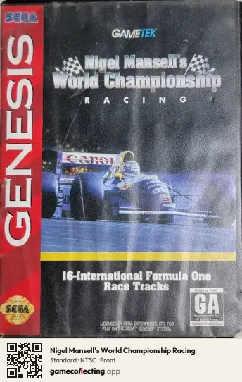 Nigel Mansell's World Championship Racing Sega Mega Drive / Genesis, NTSC box front