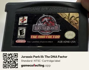 Jurassic Park III: The DNA Factor Game Boy Advance, NTSC cartridge label