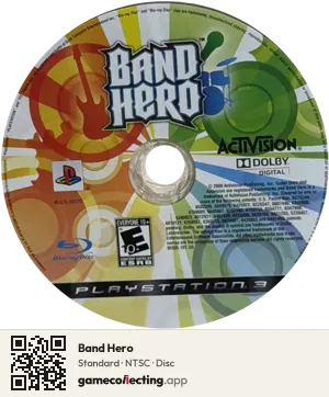 Band Hero PlayStation 3, NTSC disc